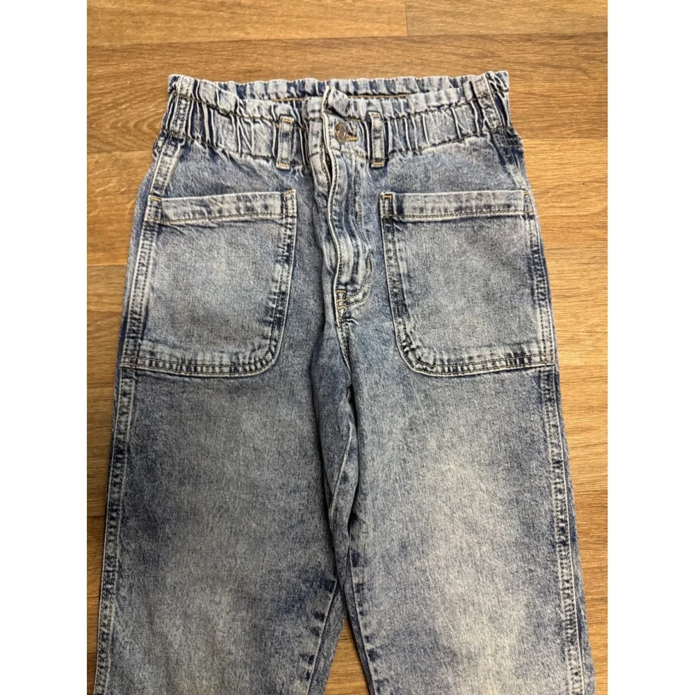 Gap Kids Girls Light Wash Acid Paperbag Waist Tapered Jeans Size 10